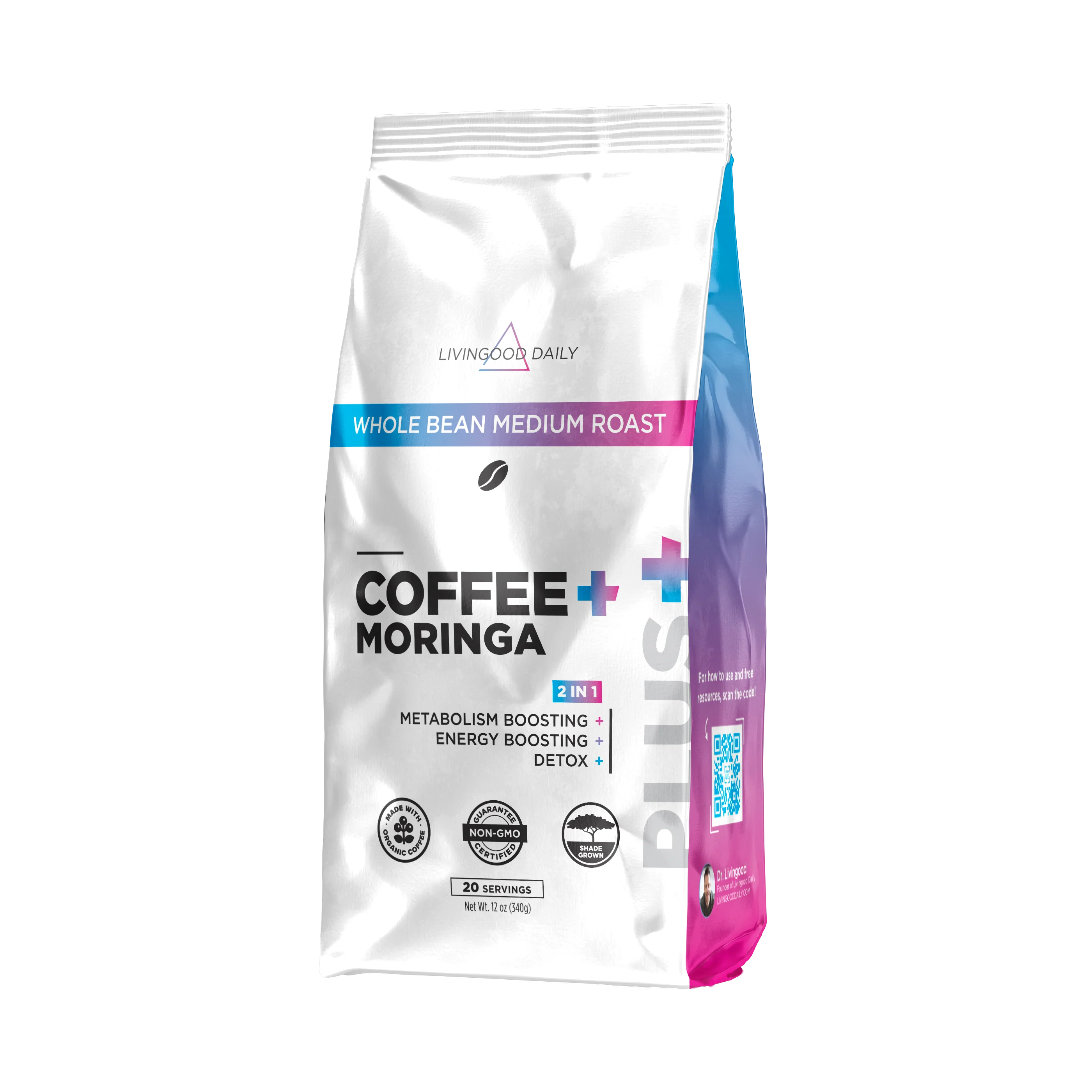 Livingood Daily Coffee + Moringa Whole Bean Medium Roast - Image 5