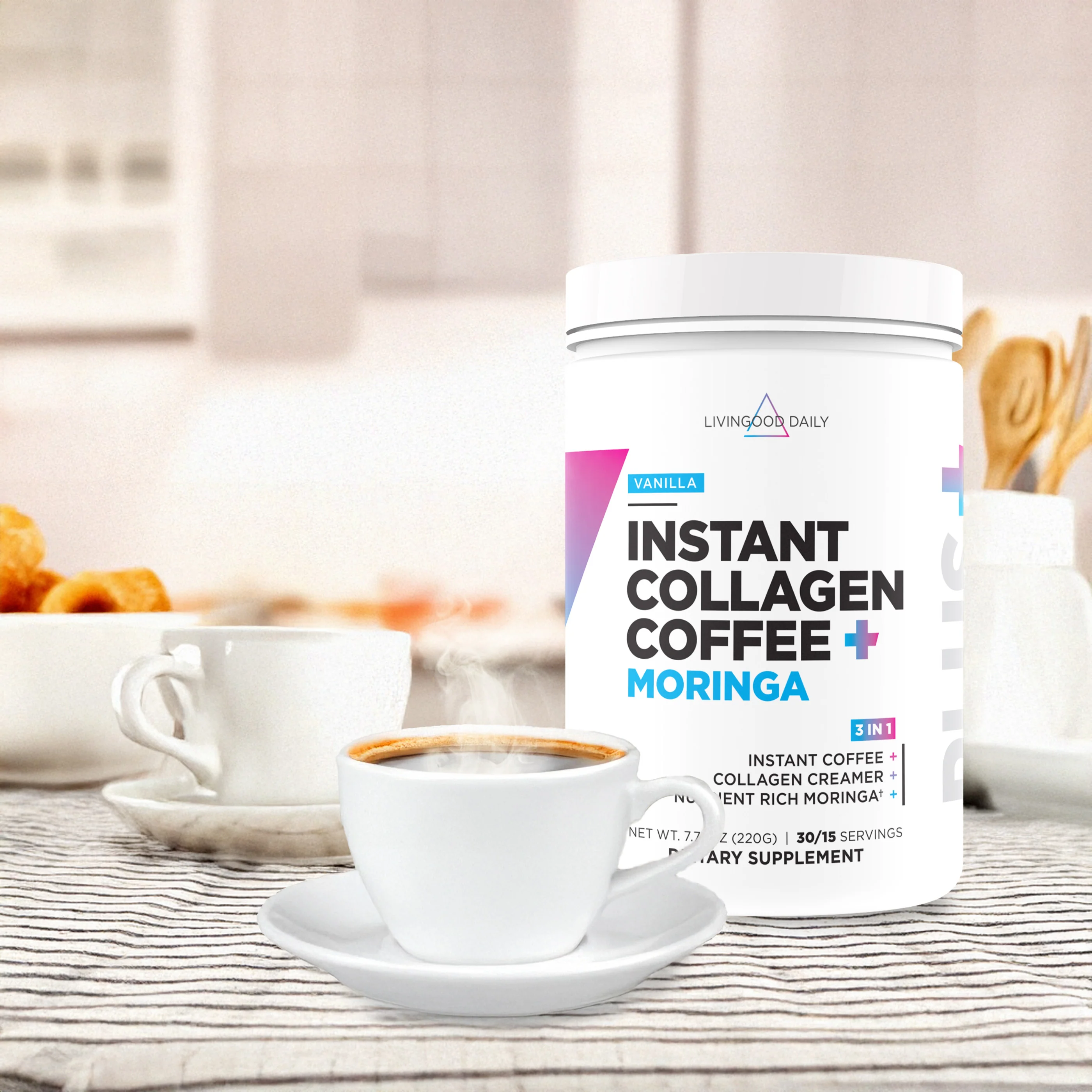 Livingood Daily Instant Vanilla Collagen Coffee + Moringa - Image 4